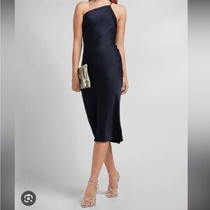 Express one shoulder navy blue dress size Medium